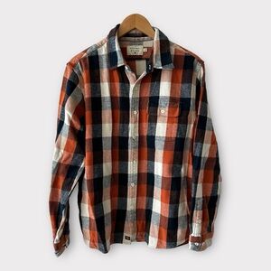 The Normal Brand • Orange and Blue Plaid Overshirt Flannel
